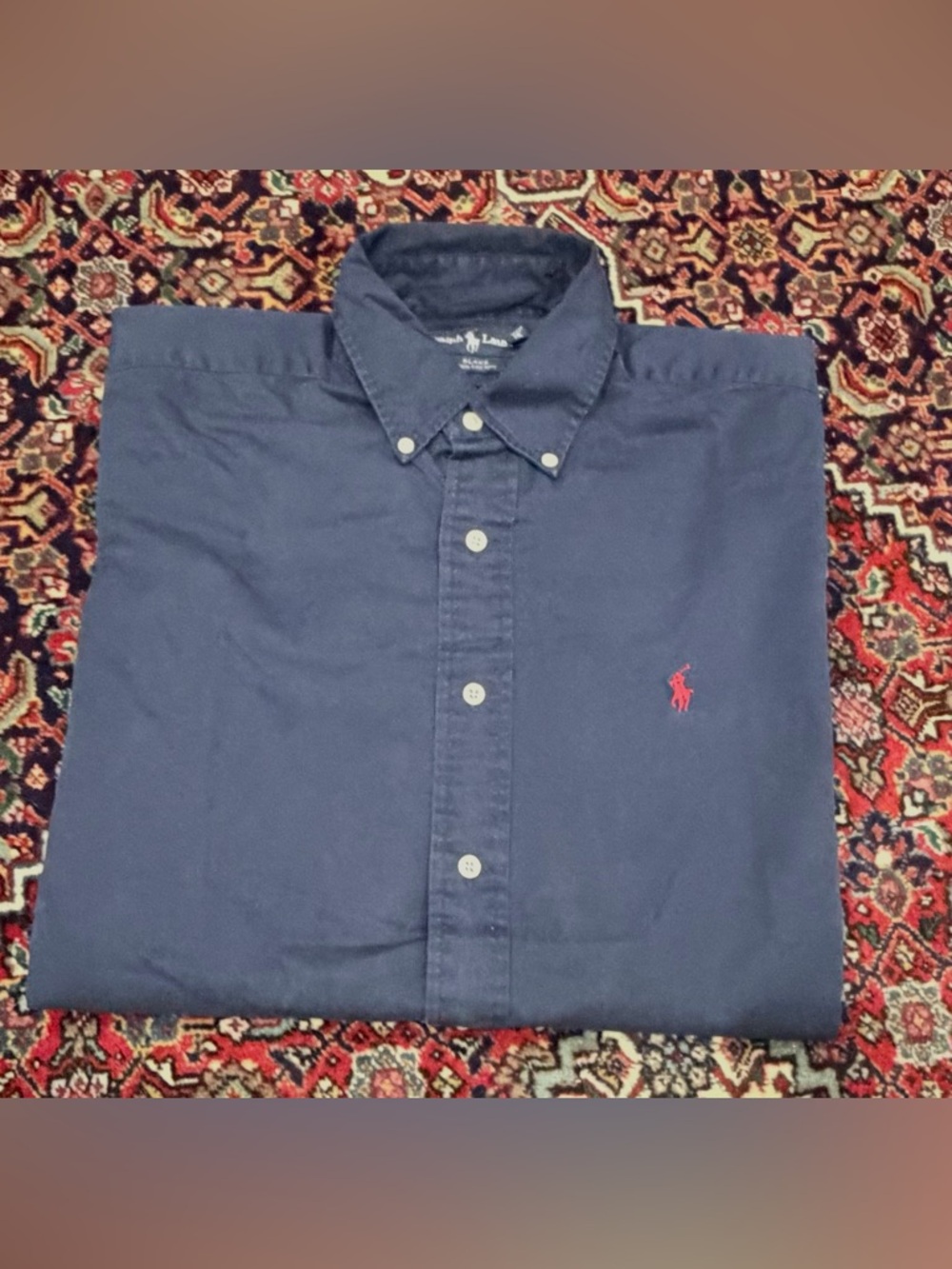 RALPH LAUREN BLAKE 100%COTTON BUTTON DOWN NAVY BLUE.
